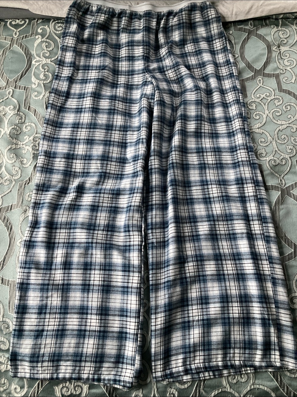 Arizona Body by JcPenney Blue & White Flannel Wide Leg Pajama Pants size XL
